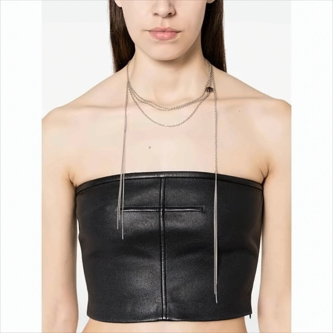 Multi-Layered Silver Chain Necklace with Elegant Tassels