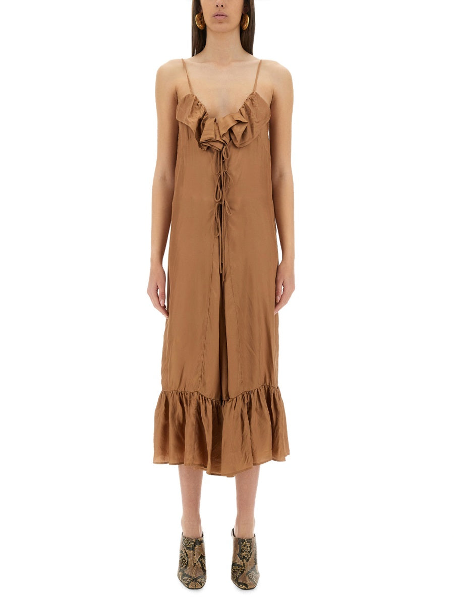 Ruffled Midi Petticoat Dress With Flowing Silhouette