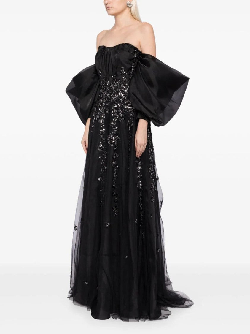 Organza Dress With Dotted Beading