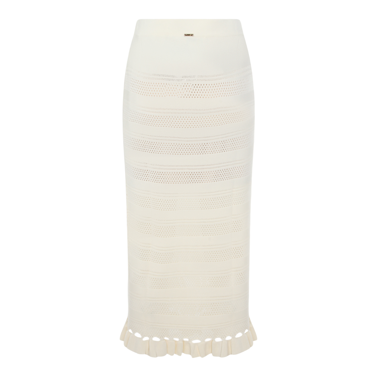 Knit Midi Skirt with Ruffled Hem