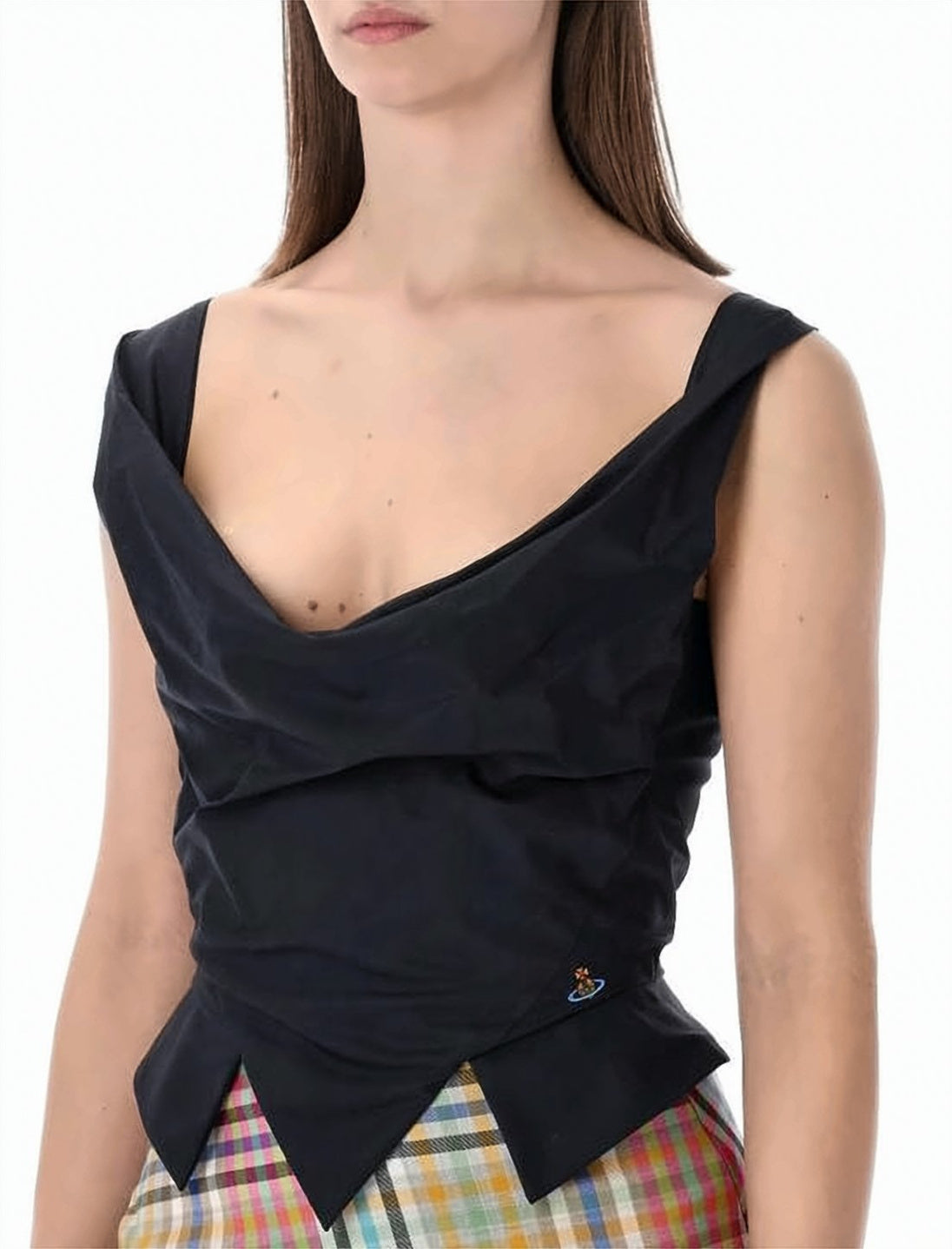 Draped V-Neck Sleeveless Top