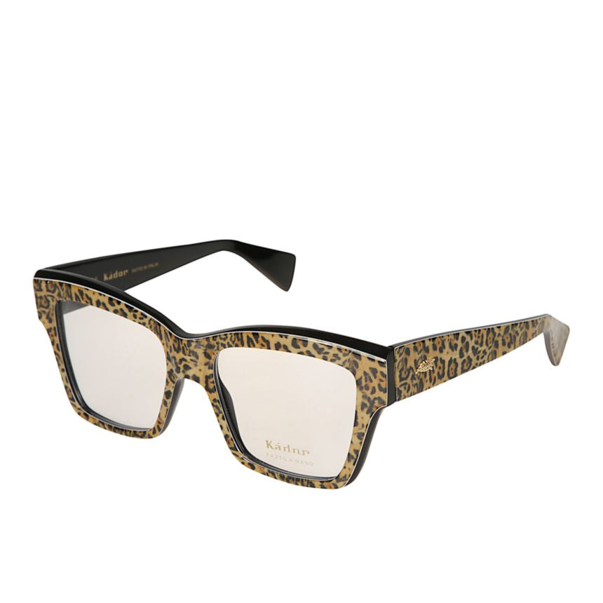 Charm Rectangular Leopard Print Eyeglasses with Contrasting Temples