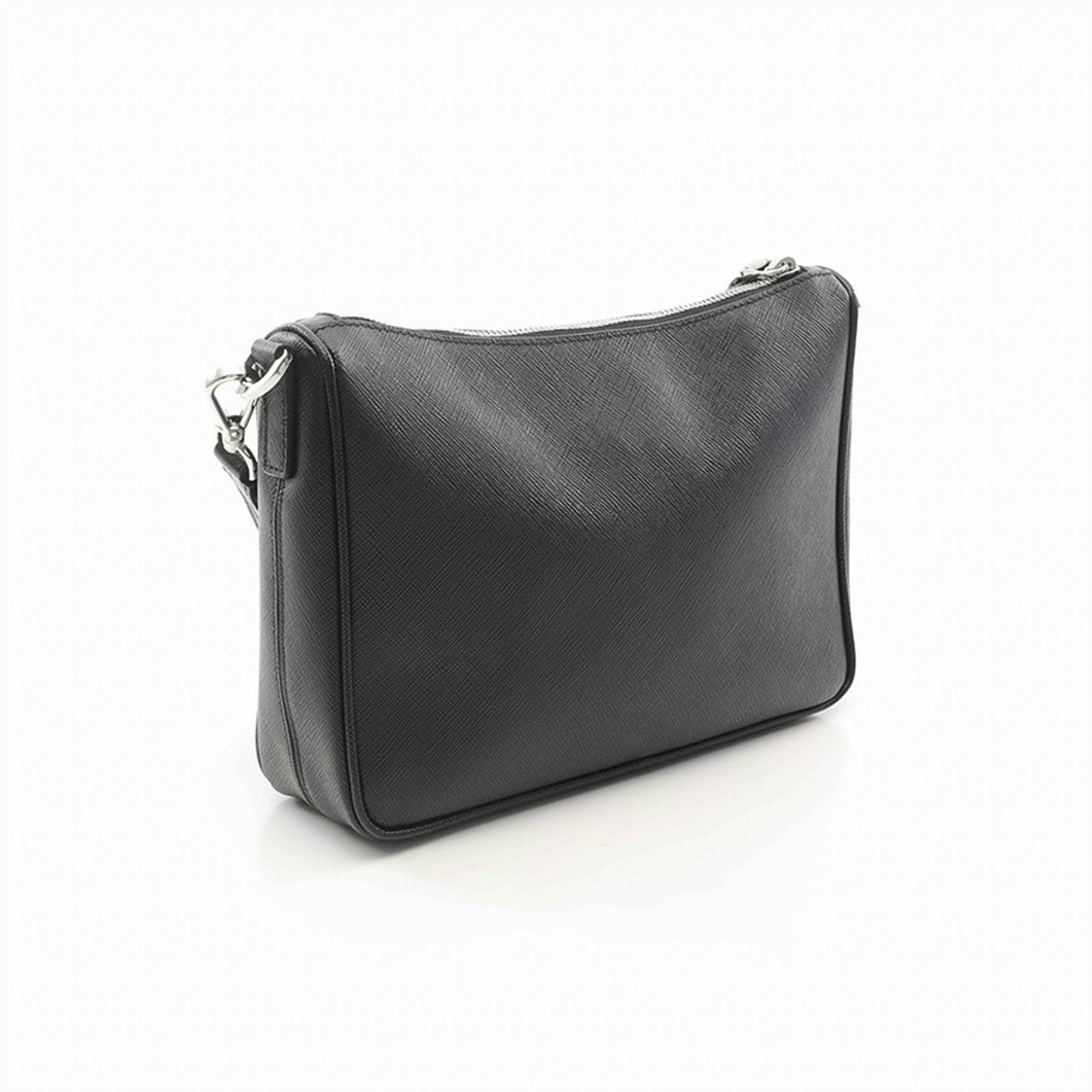 Textured Calf Leather Shoulder Bag with Detachable Strap