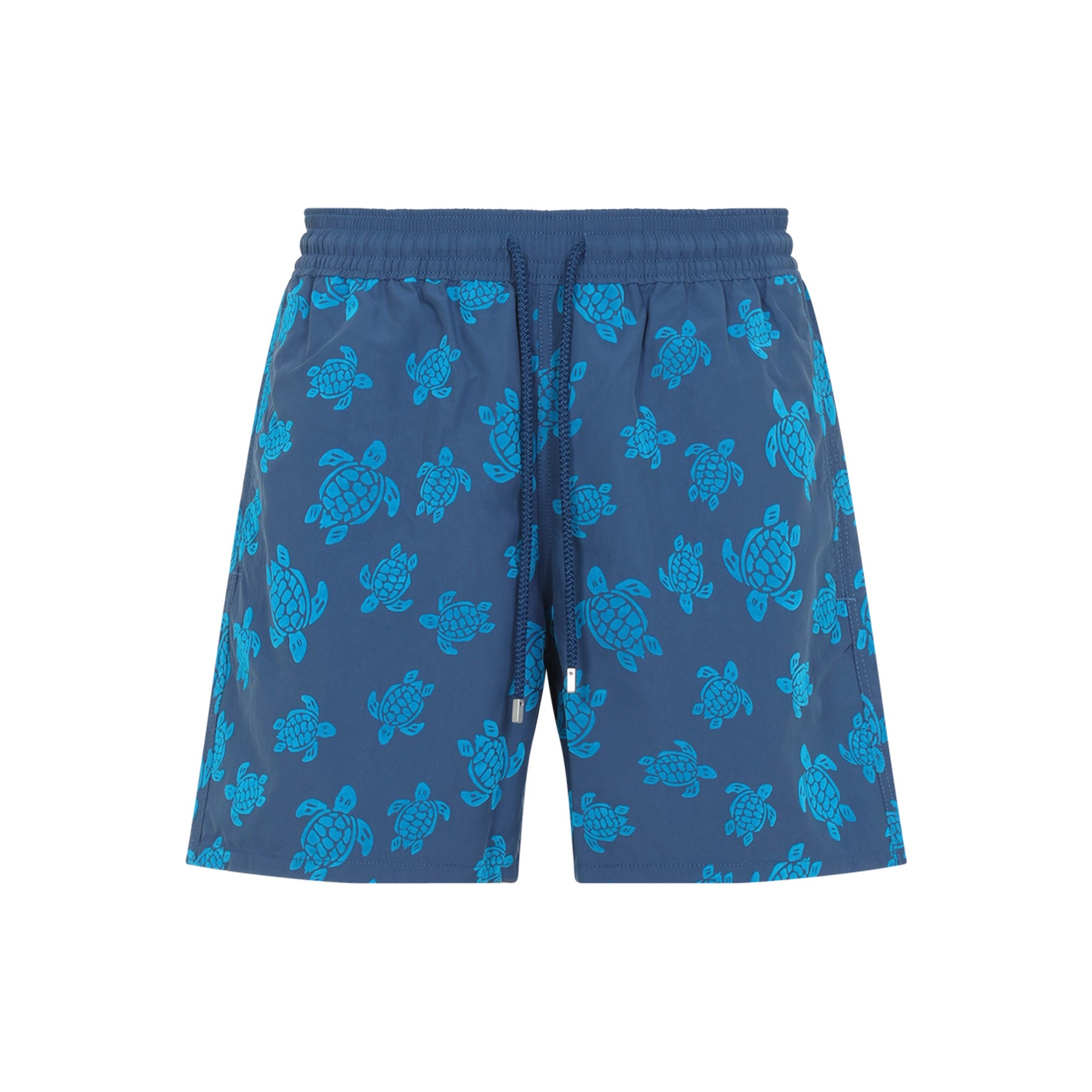 Sea Turtle-Pattern Swim Shorts with Adjustable Waist