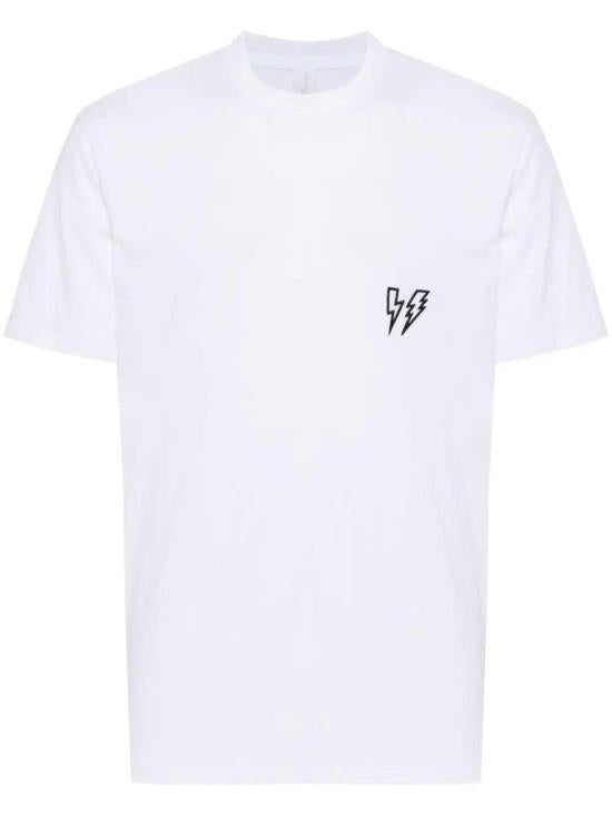 Minimalist White T-Shirt with Dual Lightning Bolt Graphic