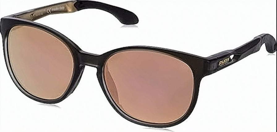 Rounded Frame Acetate Sunglasses with Gold Accents