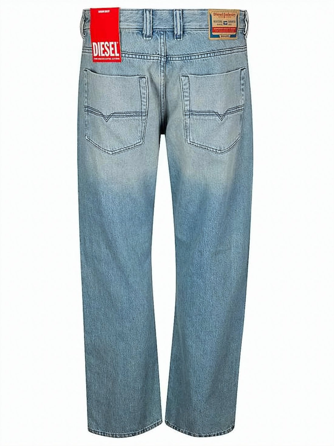 Light Blue Straight-Leg Cotton Denim Pants