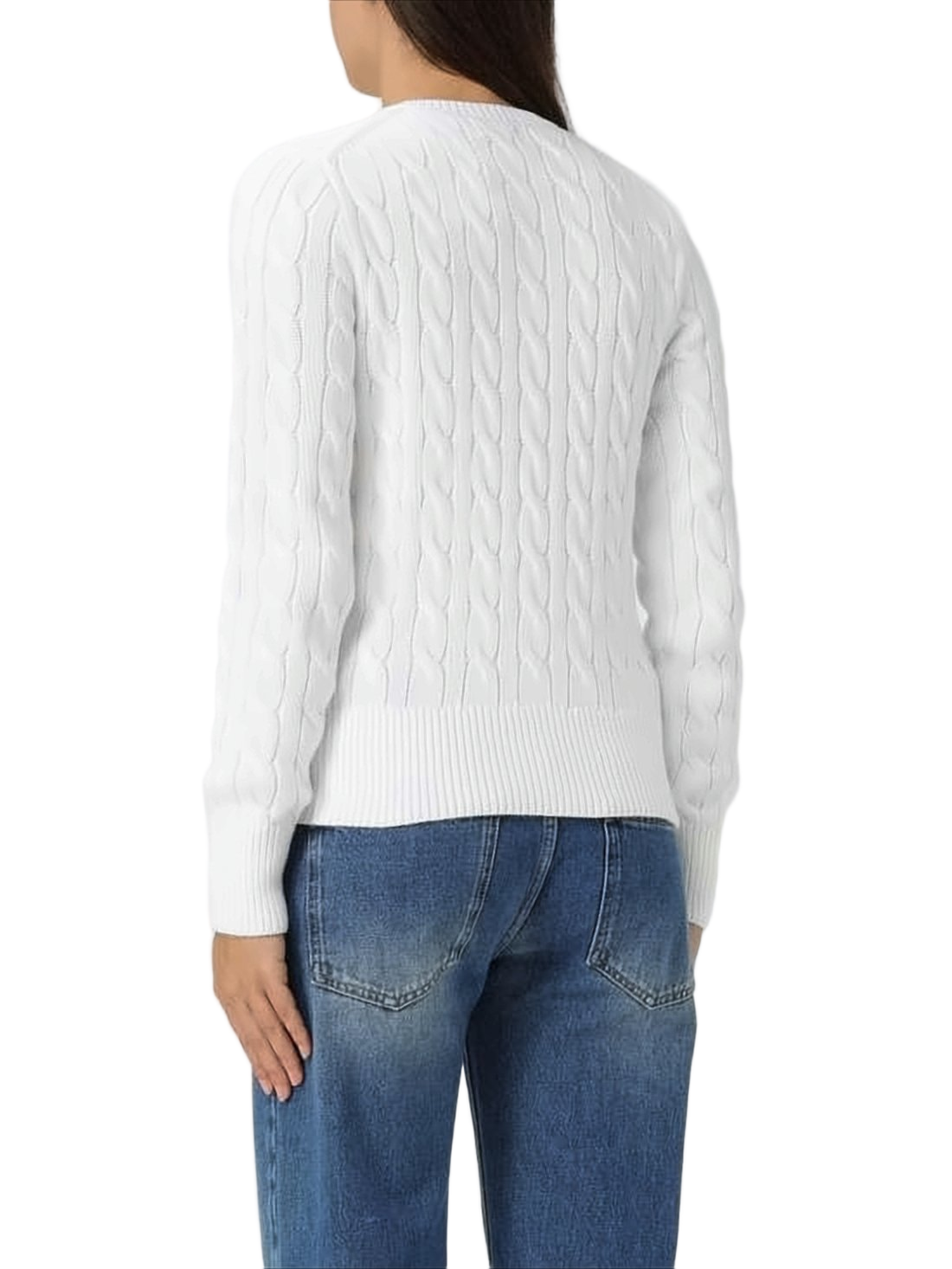Cropped Cable Knit Cardigan with Button-Down Front