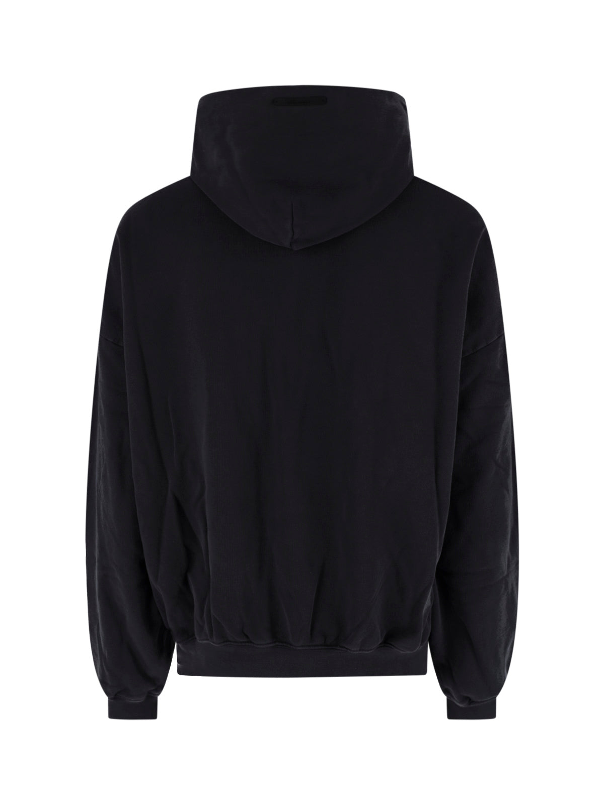 Black Relaxed Arched Logo Graphic Hoodie