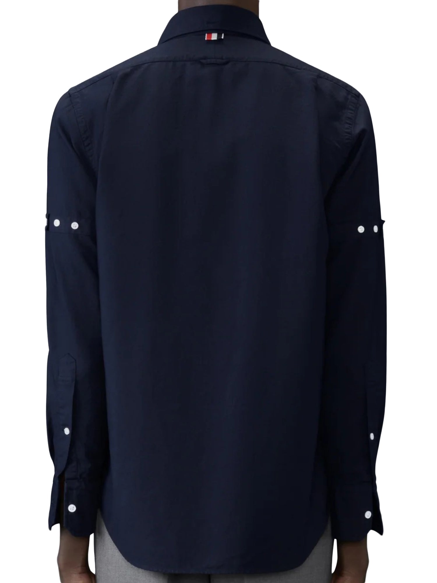 Long-Sleeve Button-Up Shirt with Structured Collar and Minimalist Design