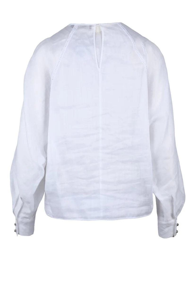 Edile Brushed Ramie Blouse - White