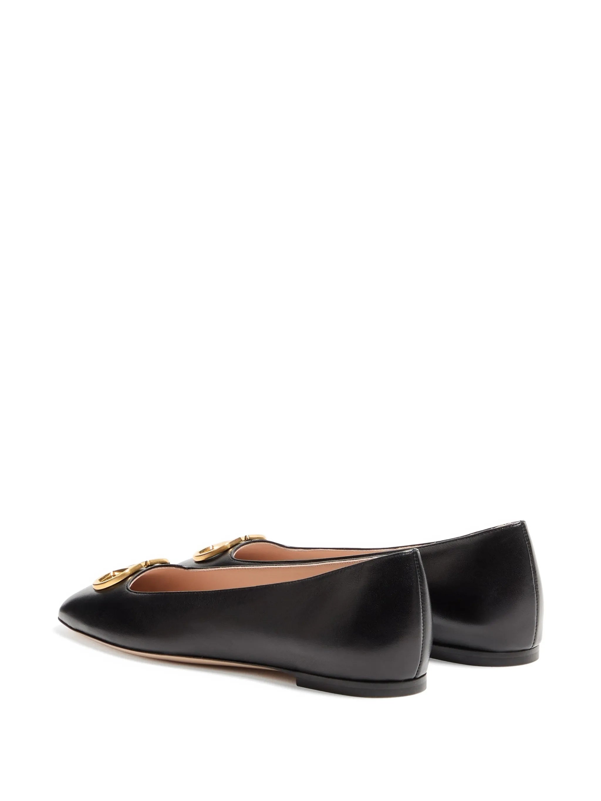 Black Vlogo Signature Pointed Toe Ballerinas