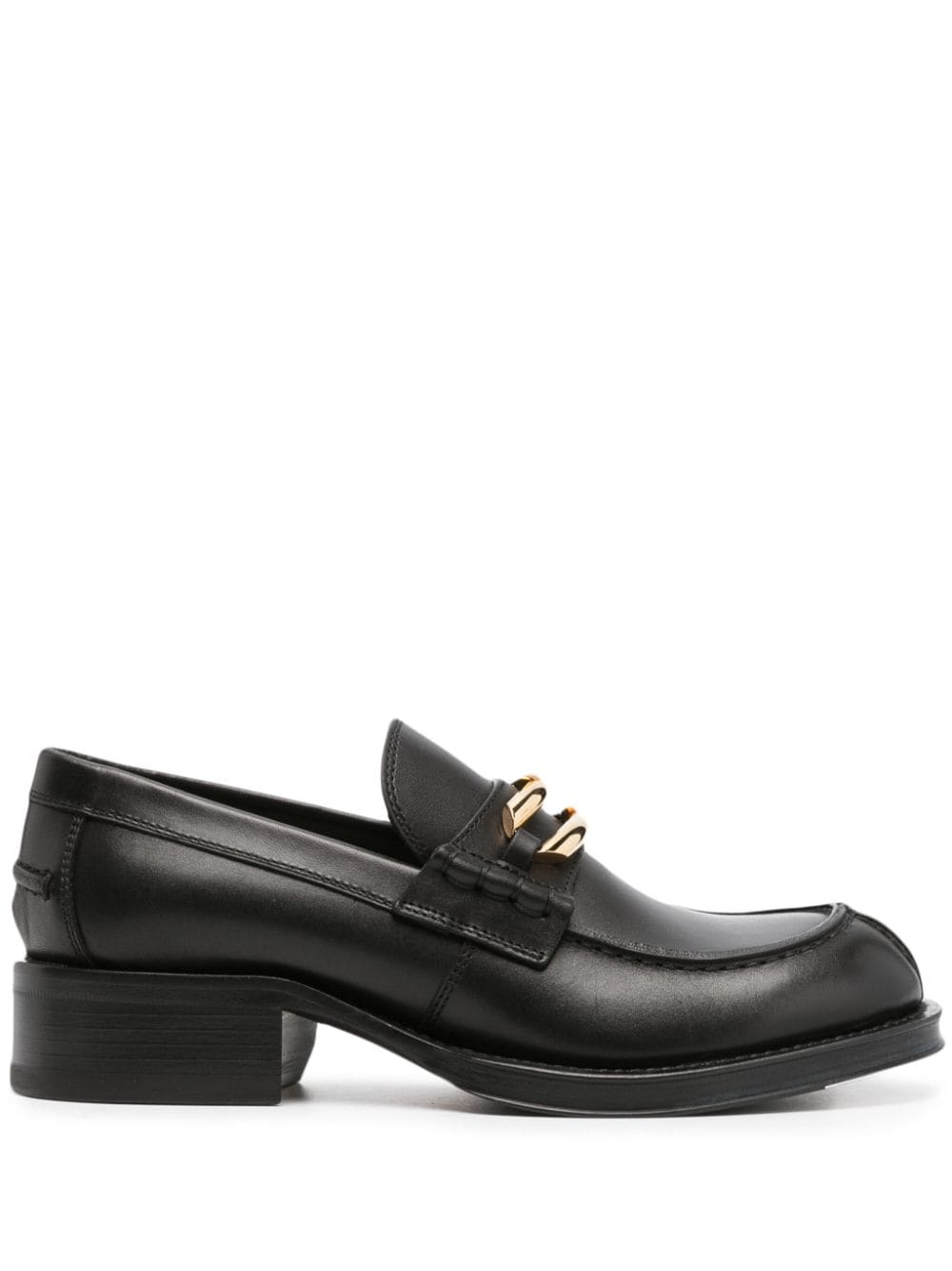 Buckled Black Leather Loafers