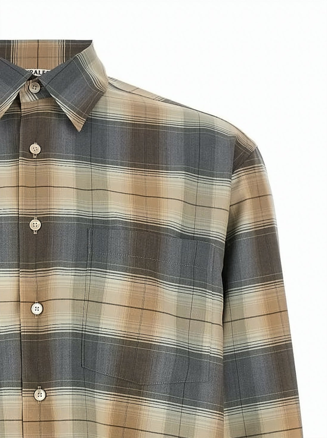 Plaid Long Sleeve Shirt in Soft Wool Fabric