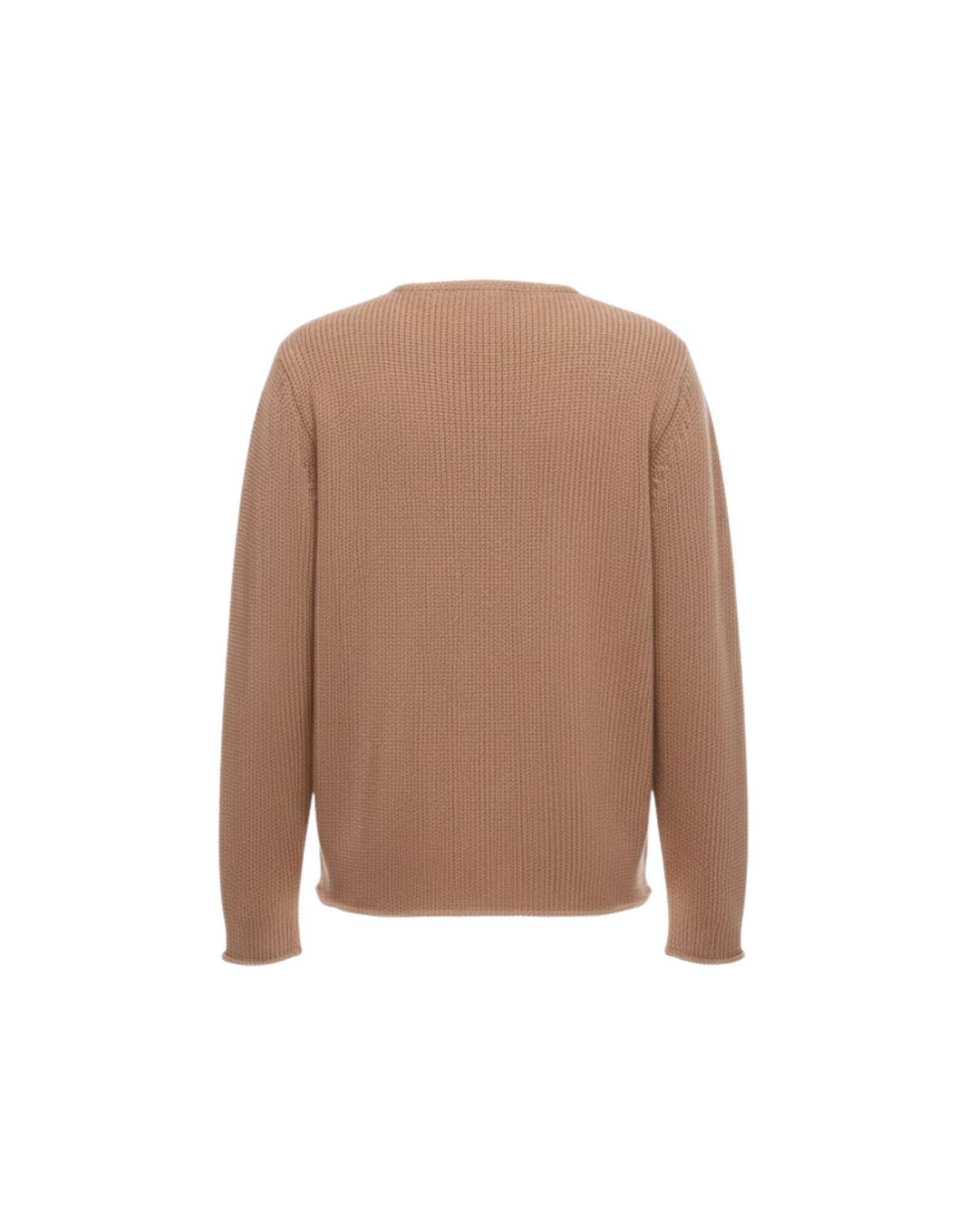 Textured Knit Beige Round Neck Sweater