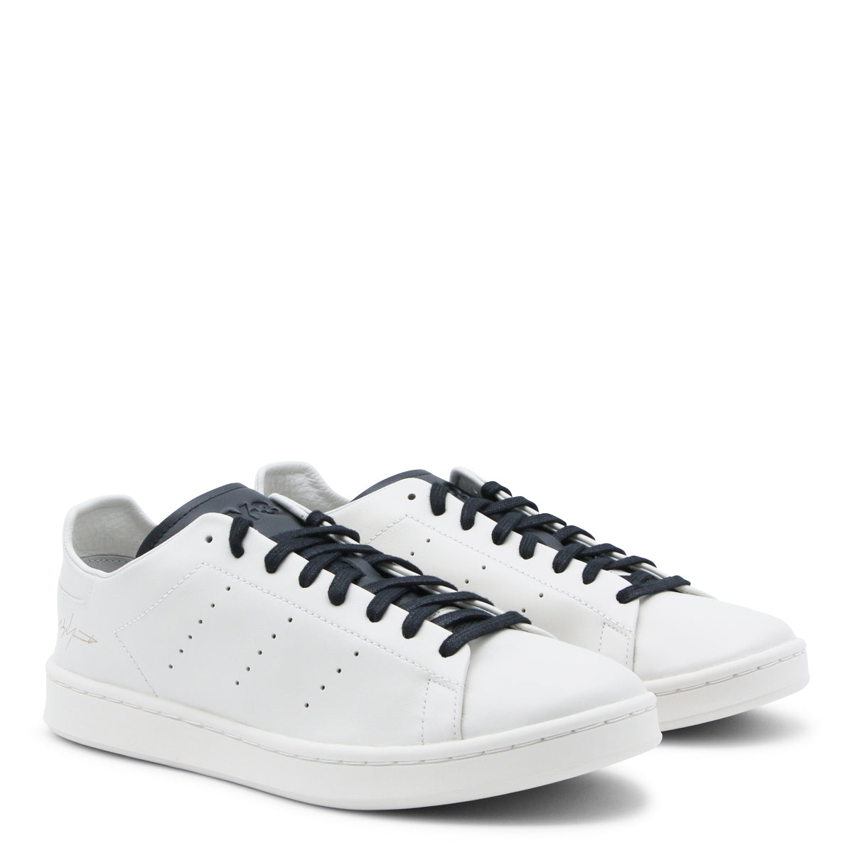 Beige Leather Low-Top Sneakers