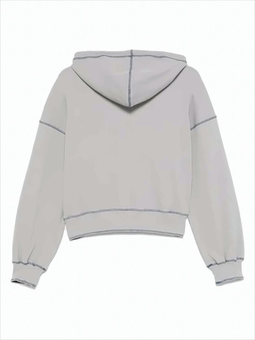 Cropped Zip-Up Hoodie With Drawstring And Kangaroo Pocket