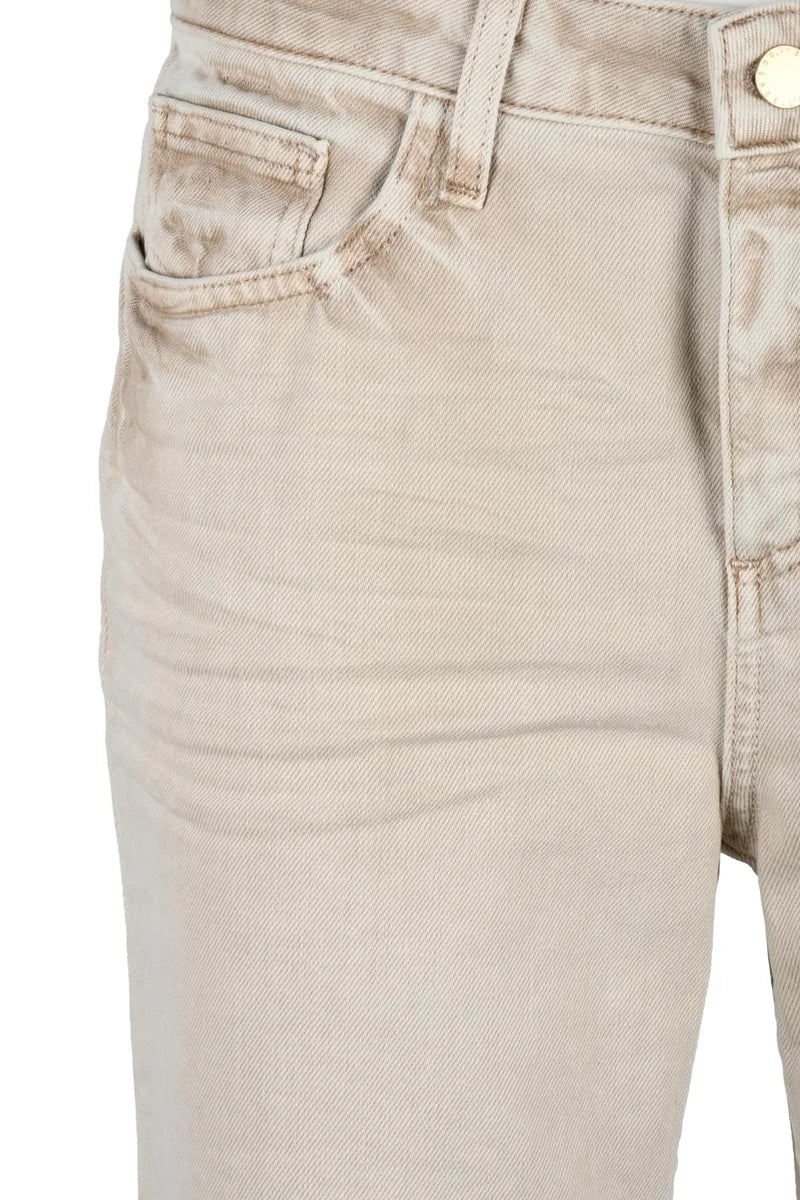 Beige Structured Cotton Jeans