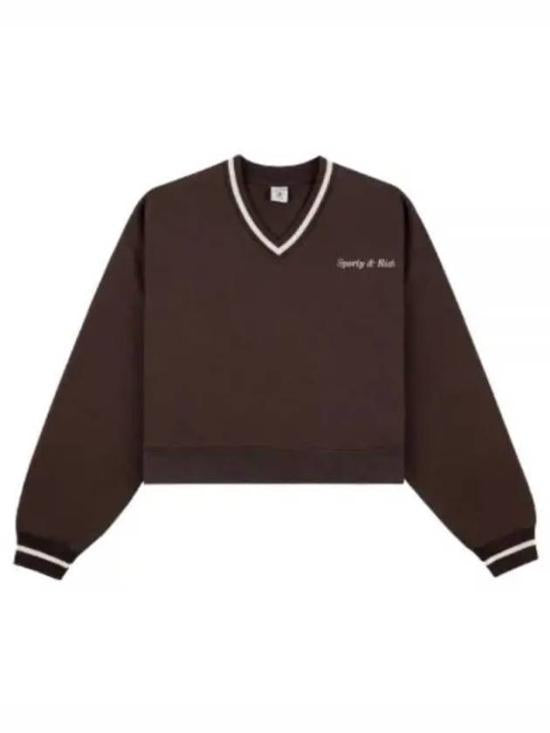 Cropped Long-Sleeve Cotton Top with V-Neckline
