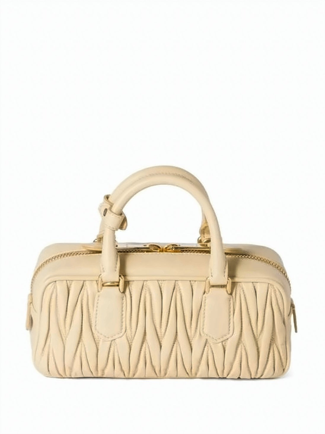 Ruched Lambskin Tote with Gold-tone Hardware