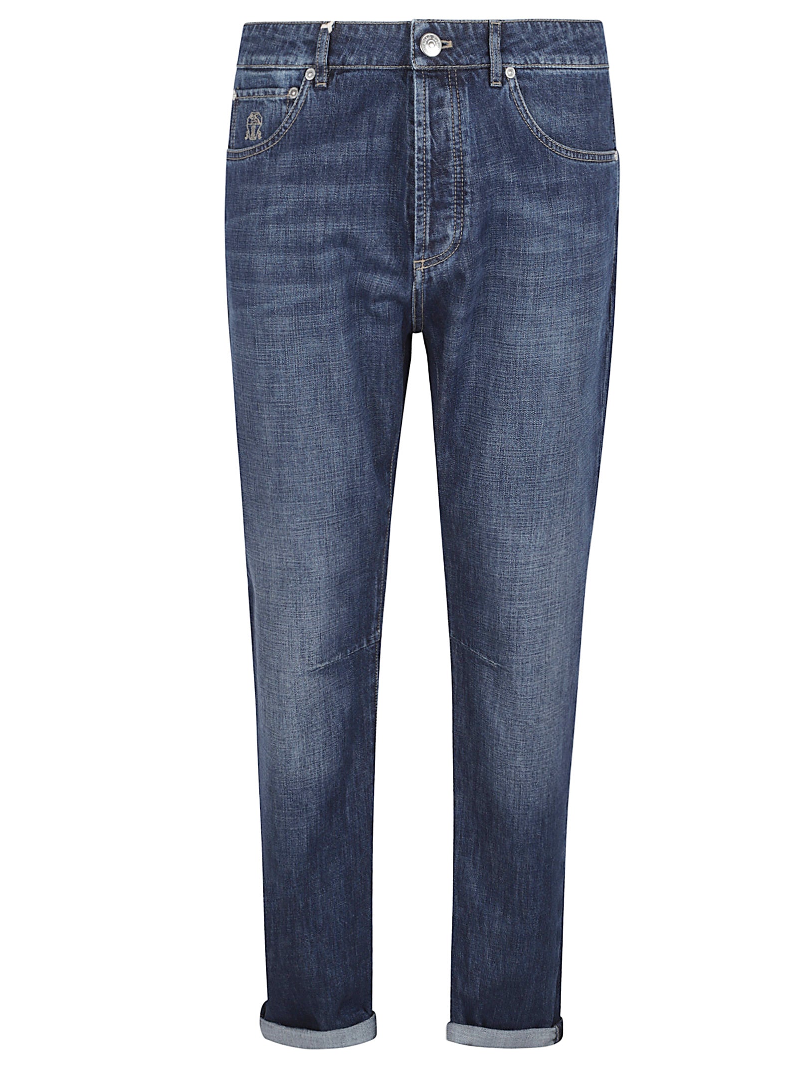 Medium Blue Straight-Leg Denim Jeans