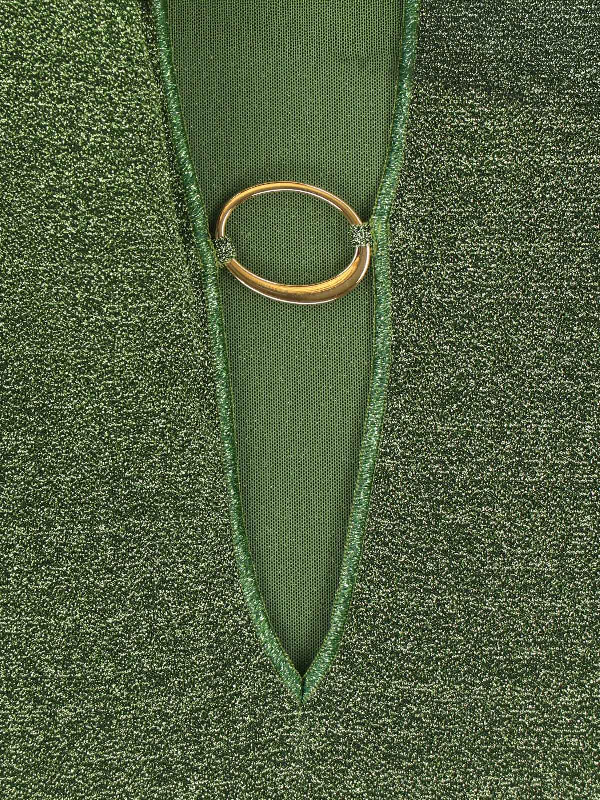 Maxi Kaftan Dress in Shimmering Green Metallic Fabric