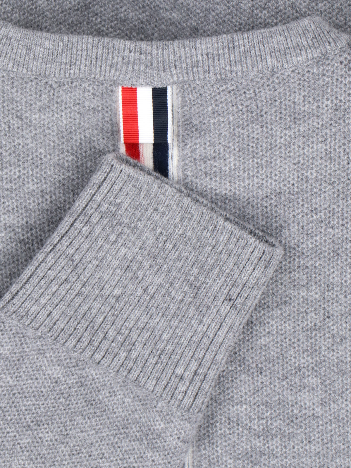Tricolor Detail Crewneck Sweater – Grey