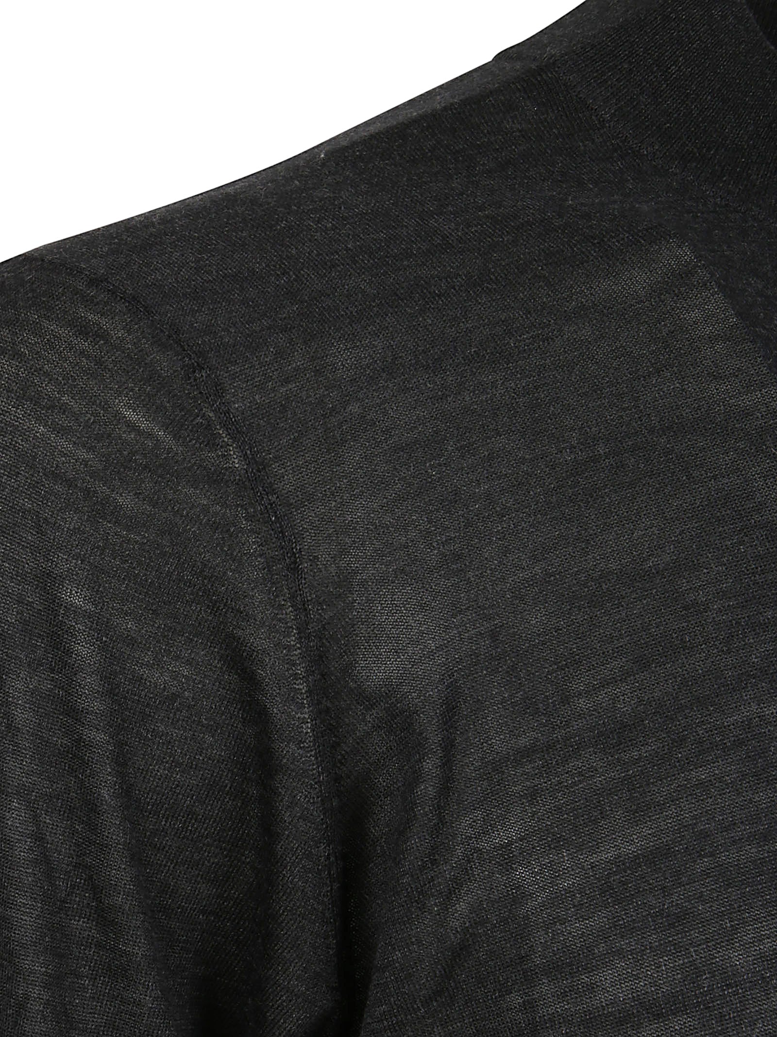 Anthracite Crew Neck Sweater With Ribbed Accents