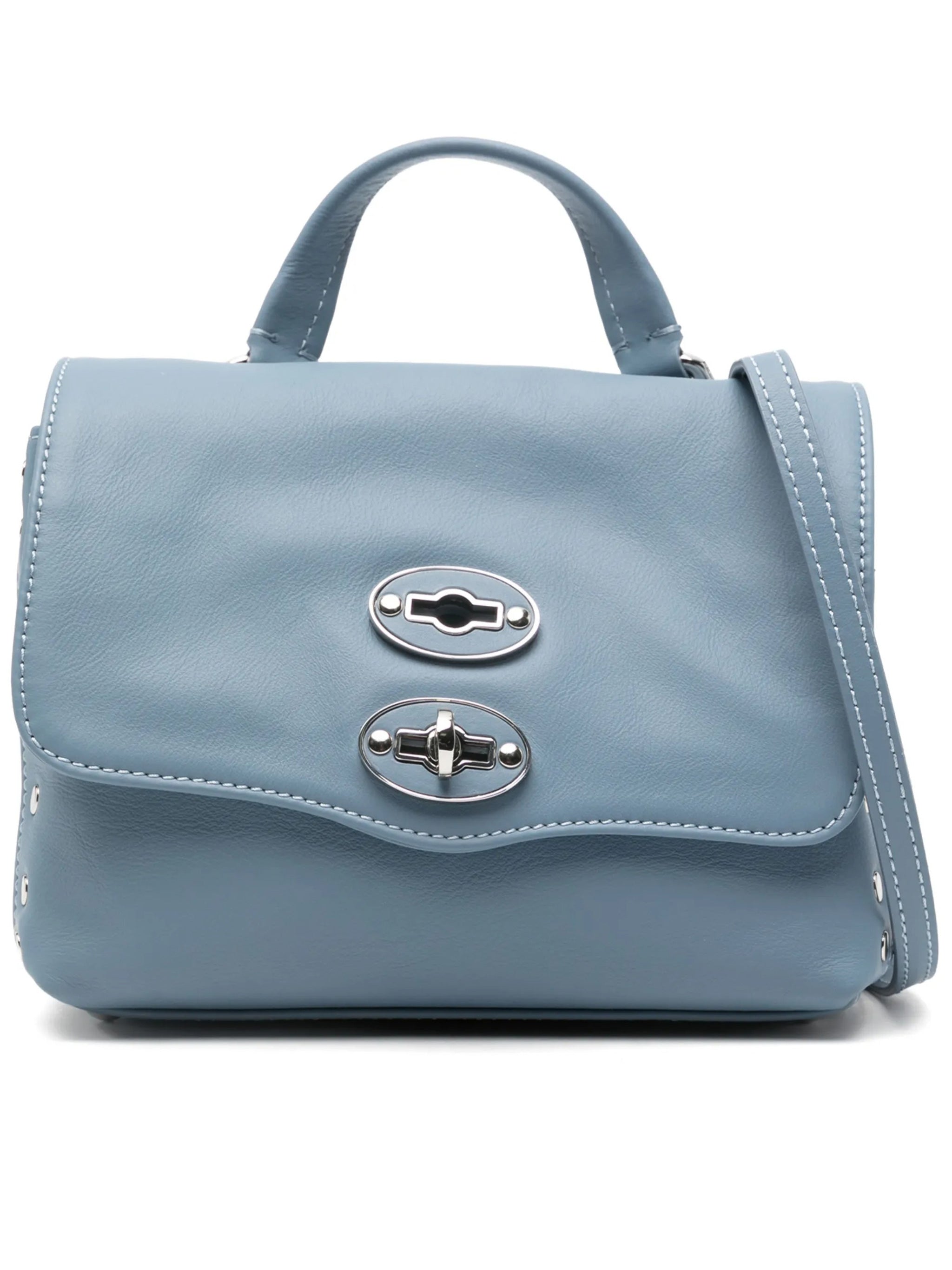 Muted Blue Postina Saeta Leather Handbag