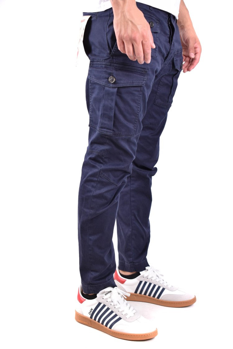 Tailored Blue Cargo Trousers With Premium Fabric Blend
