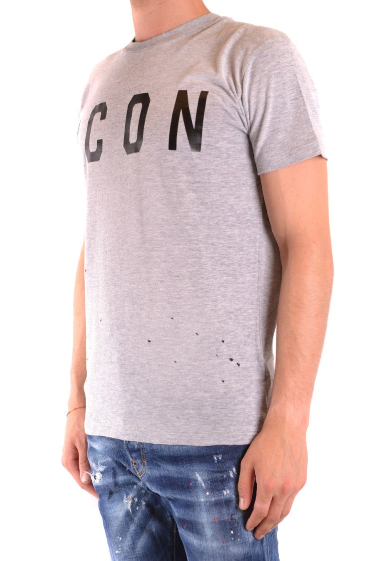 Multicolor Distressed T-Shirt With Bold Icon Print