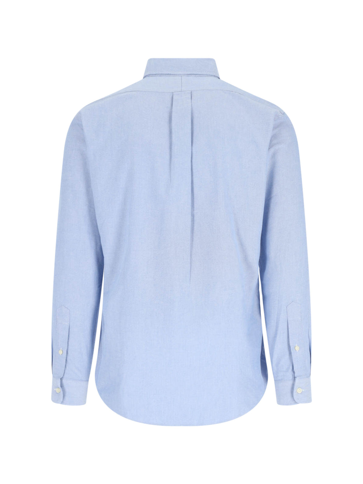Light Blue Button-Down Cotton Shirt with Embroidered Logo