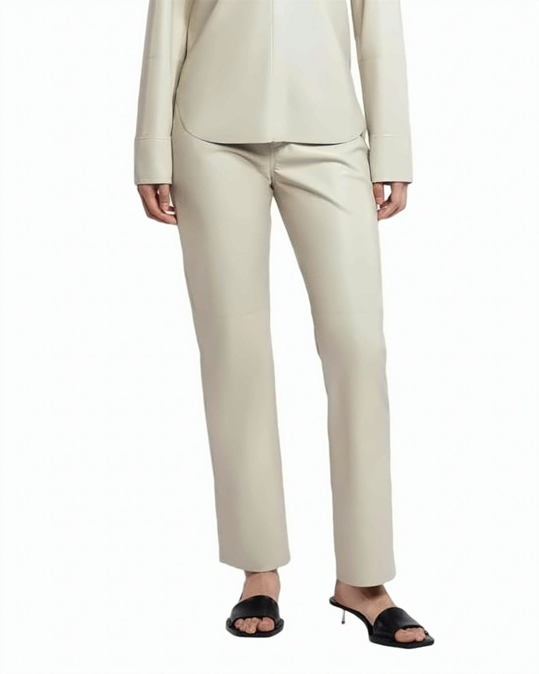 Straight-Leg Coated Pants