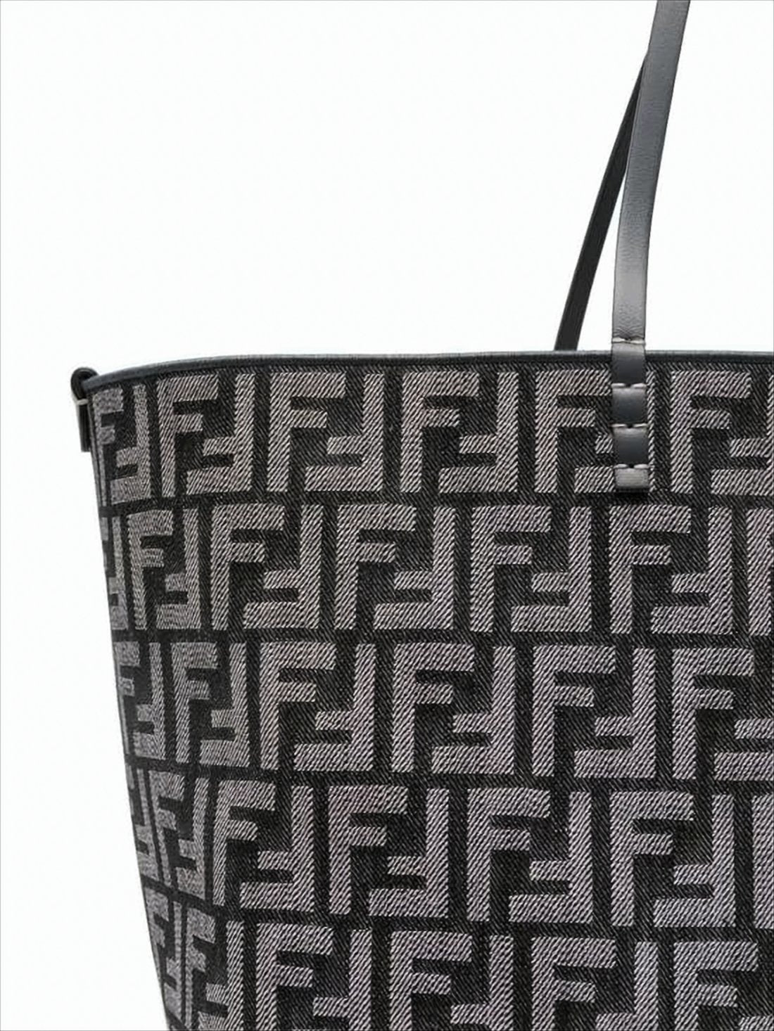 Geometric Monogram Tote Bag with Leather Accents