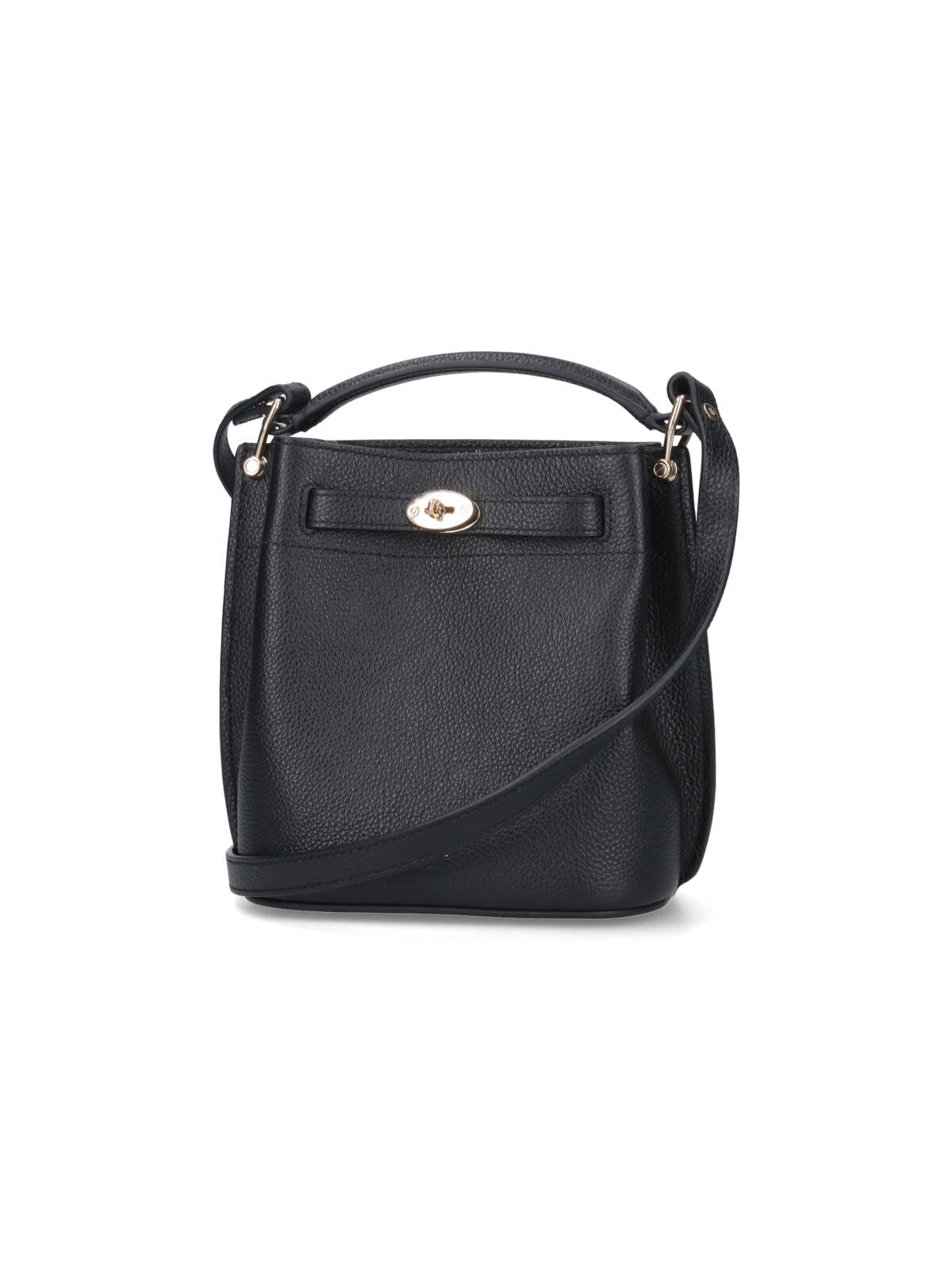 Mini Bucket Bag in Textured Black Leather