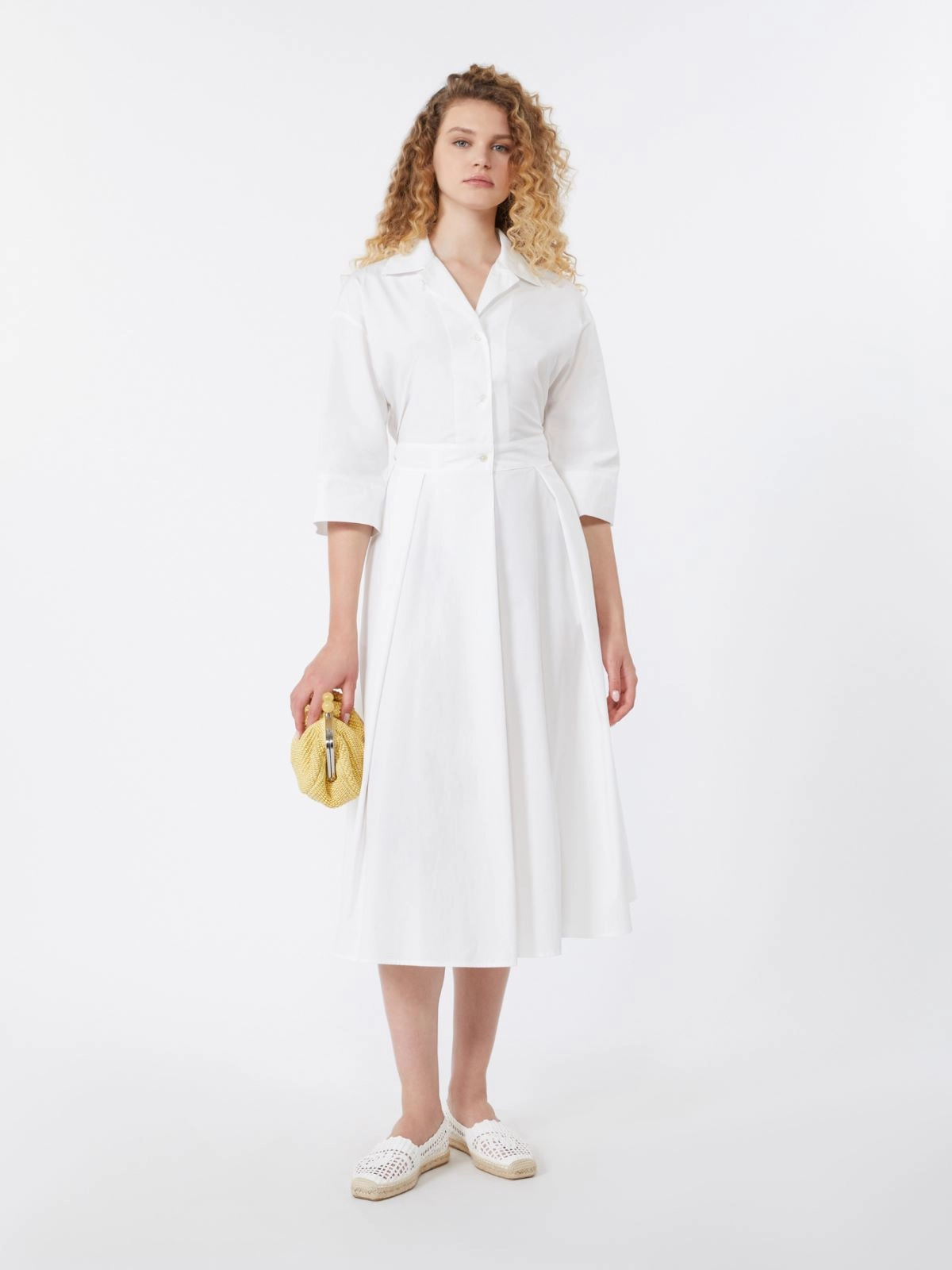 Midi Dress with Classic Shirt Collar