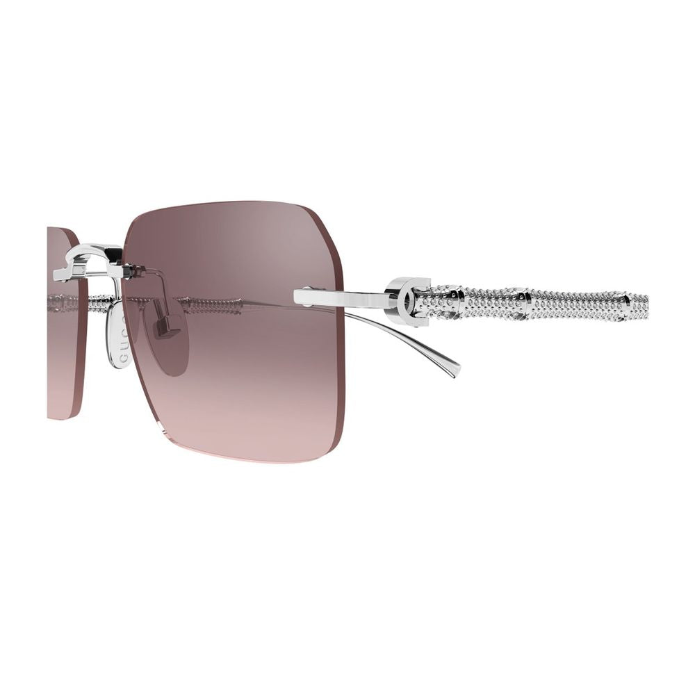 Rimless Silver Sunglasses with Bamboo Motif and Brown Gradient Lenses GG2154S Linea Sign
