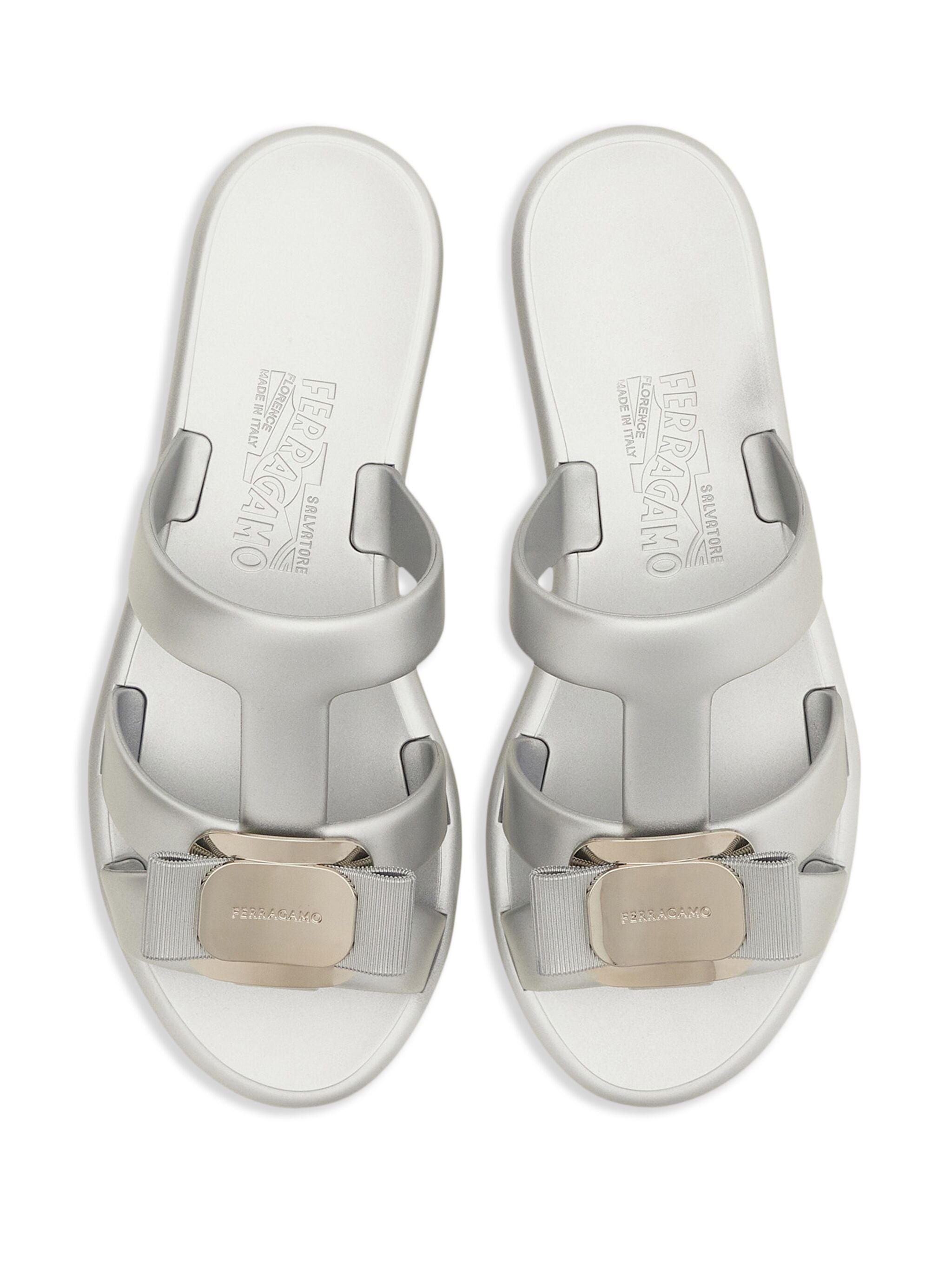 Silver Lilou Flat Slide Rubber Sandals