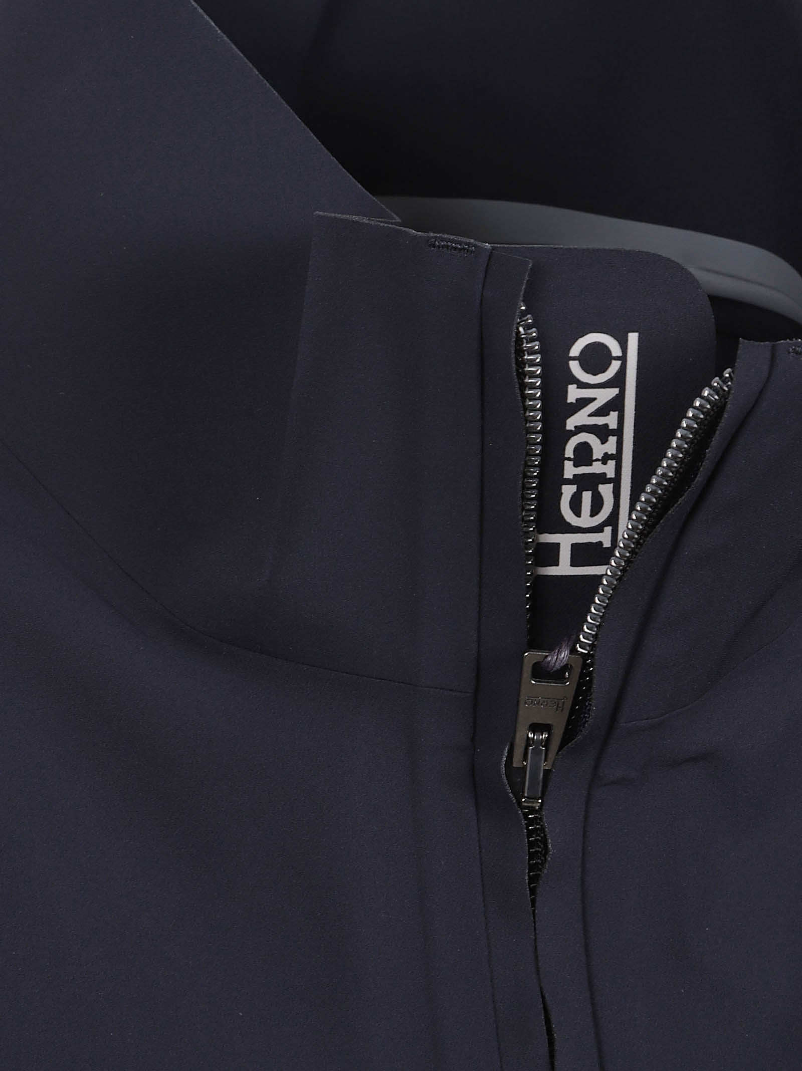 Double-slider Zipper Jacket with High Collar and Flap Pockets