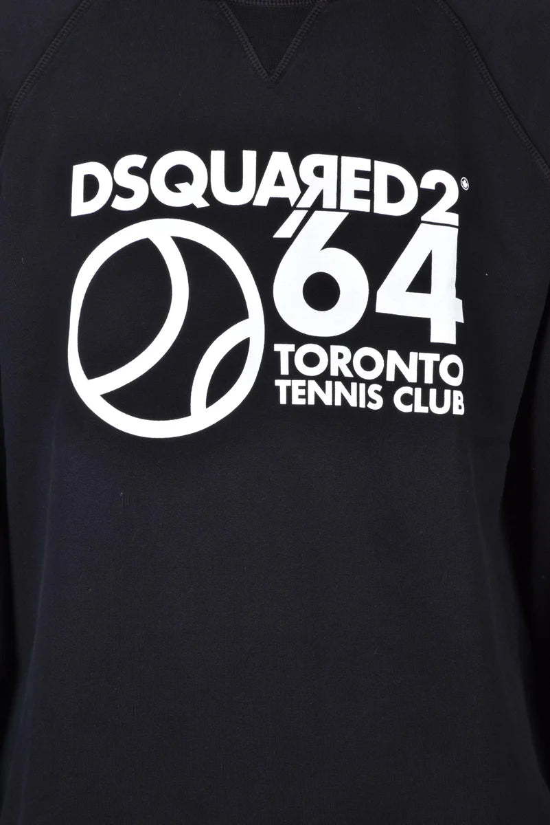 Cotton Crew Neck Sweatshirt - Black