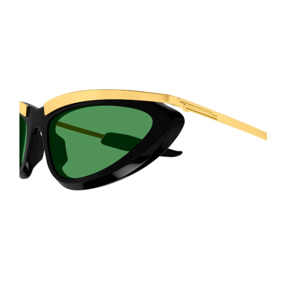 Cat-Eye Frame Sunglasses With Gold Accents And Green Lenses
