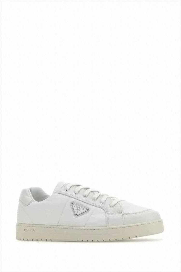 Minimalist Low-Top Sneakers in Recycled Nylon and Leather