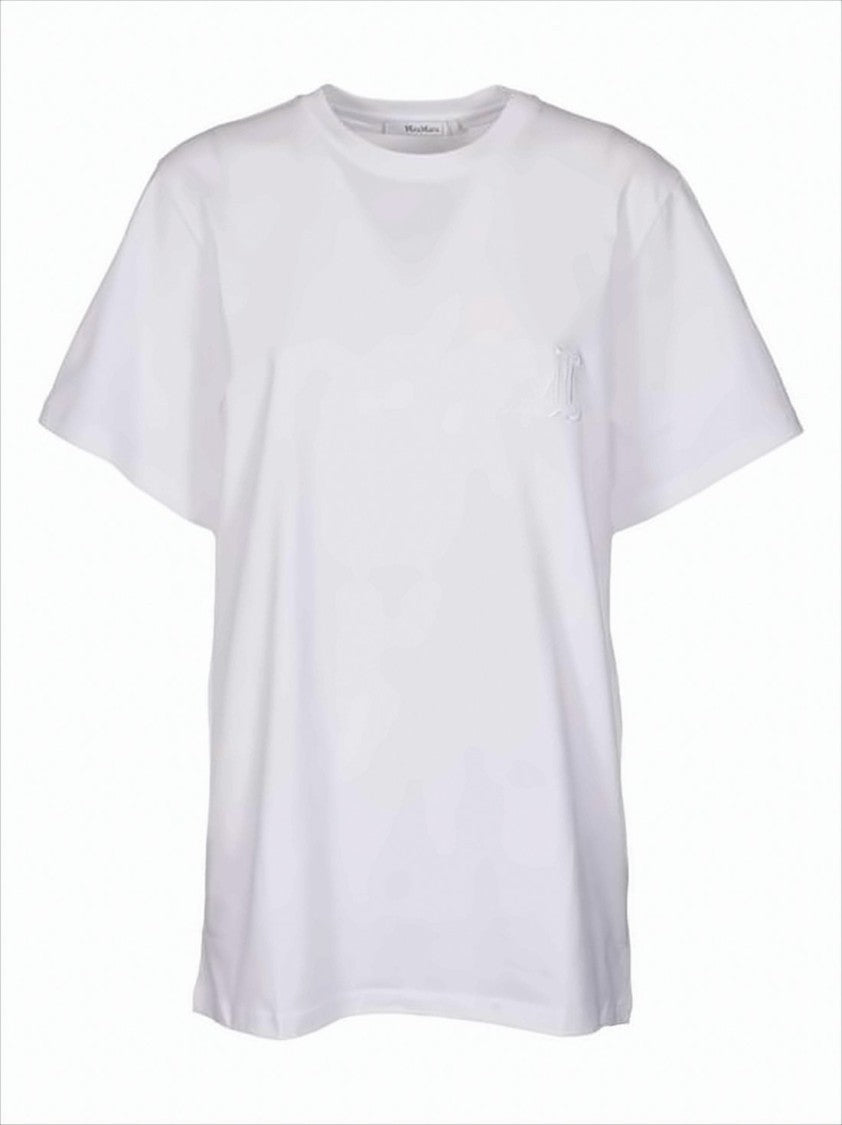 Short-Sleeve White T-Shirt with Embroidered Logo