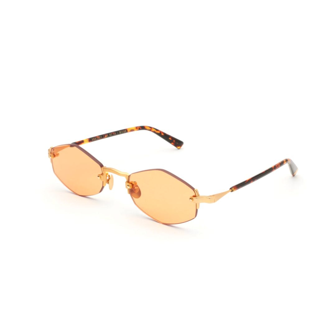 Lunar Rimless Sunglasses with Amber Lenses and Tortoiseshell Temples