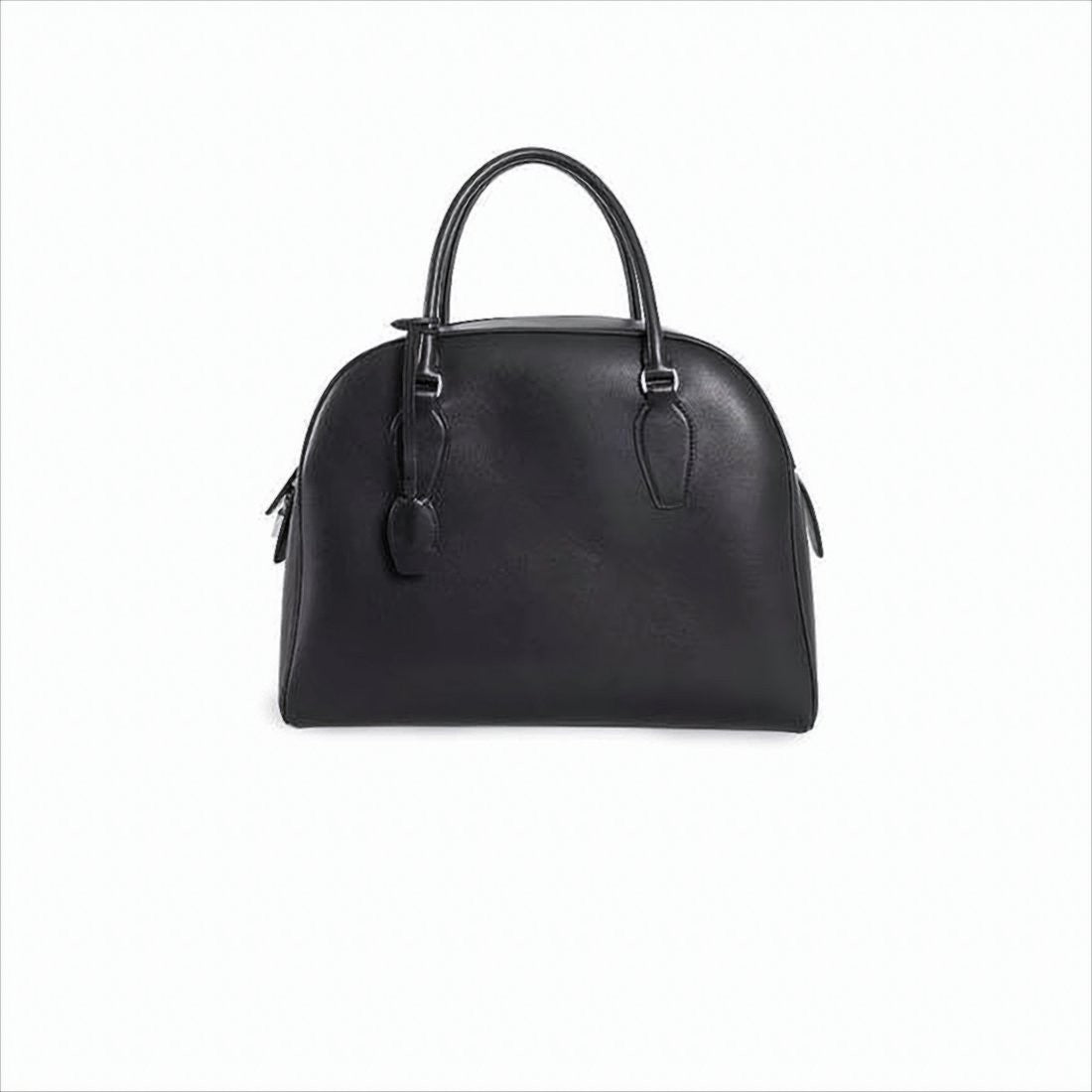 Structured Black Calf Leather Tote Bag