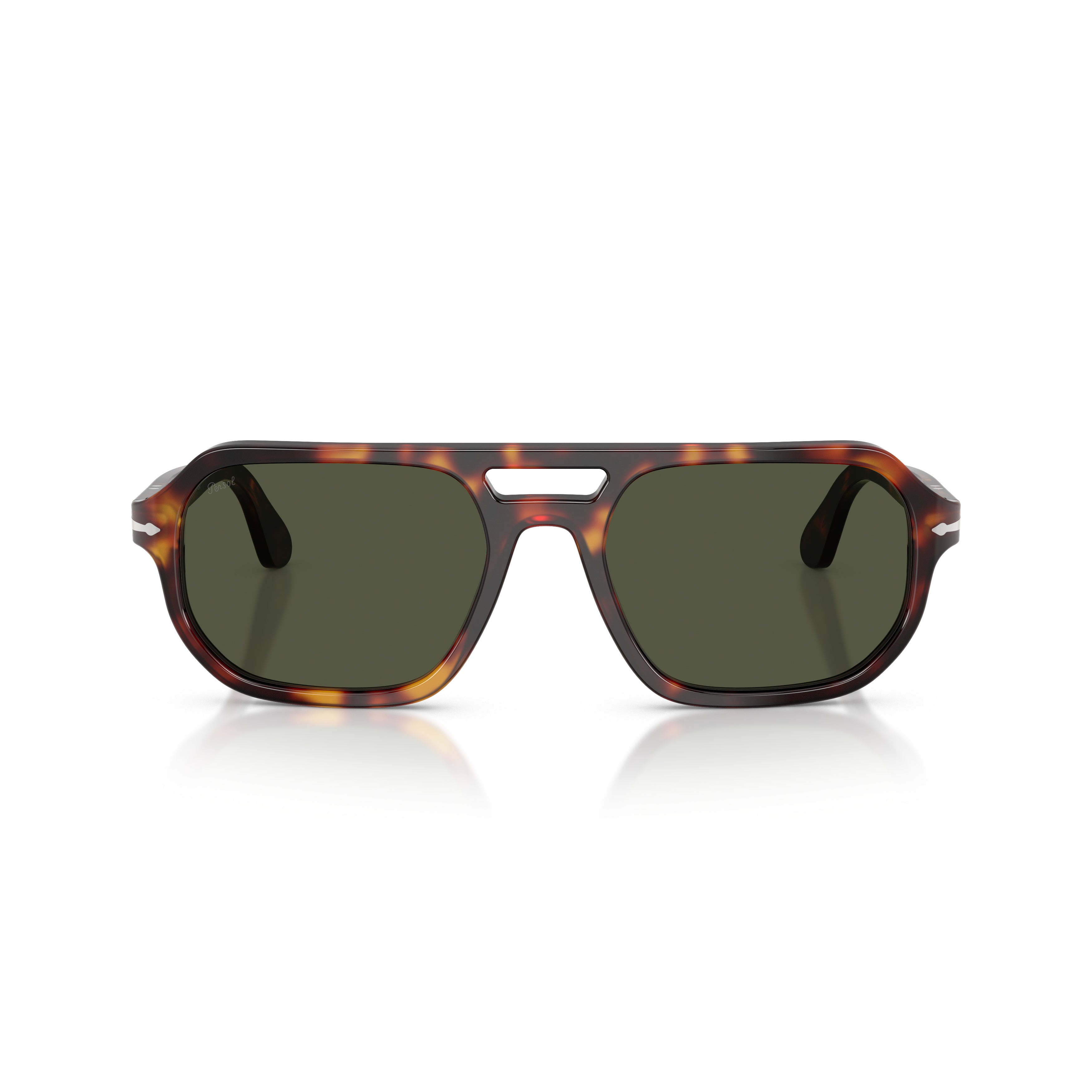 0po3393s Aviator-Inspired Tortoiseshell Sunglasses with Keyhole Bridge