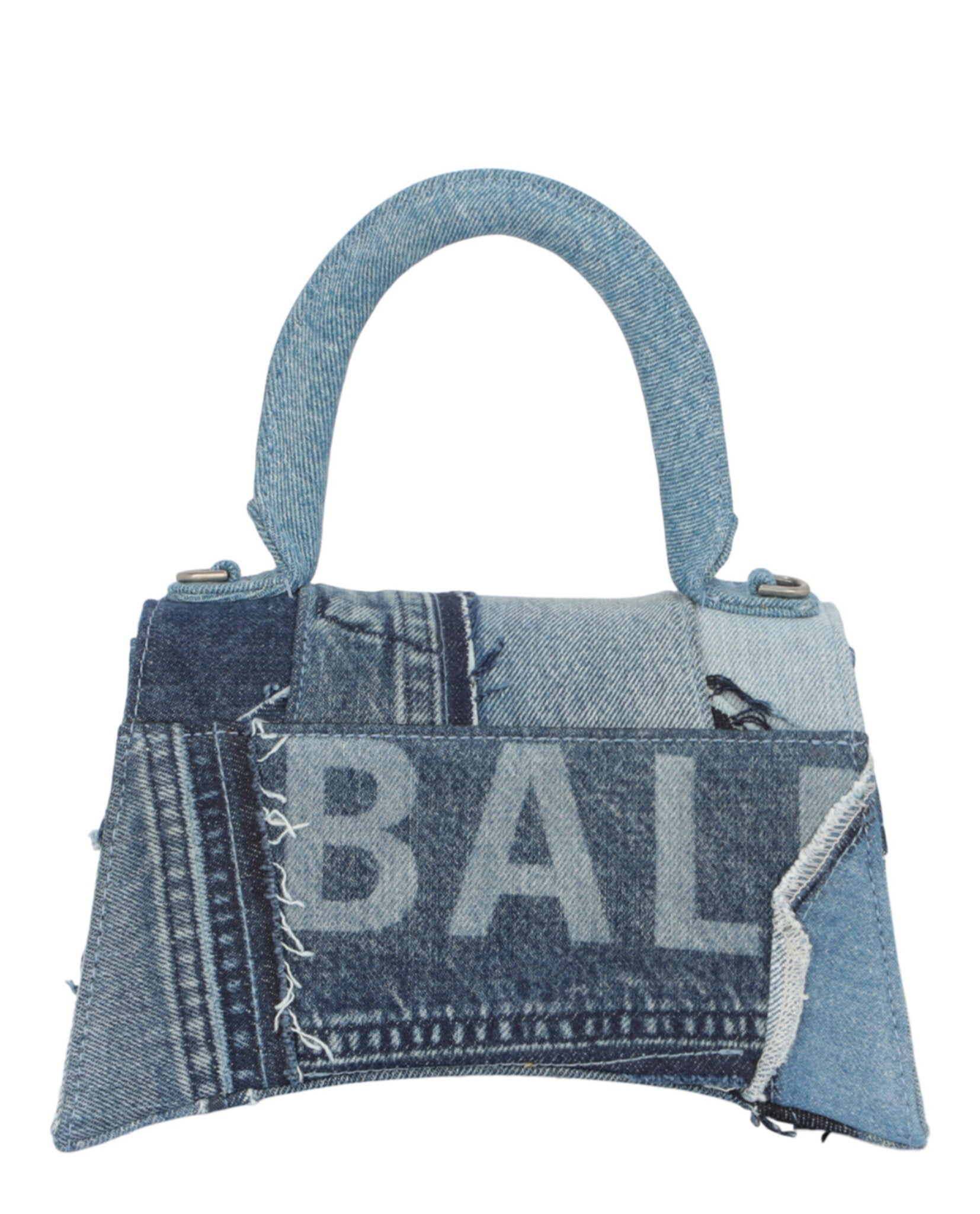 Hourglass Denim Patchwork Top Handle Bag