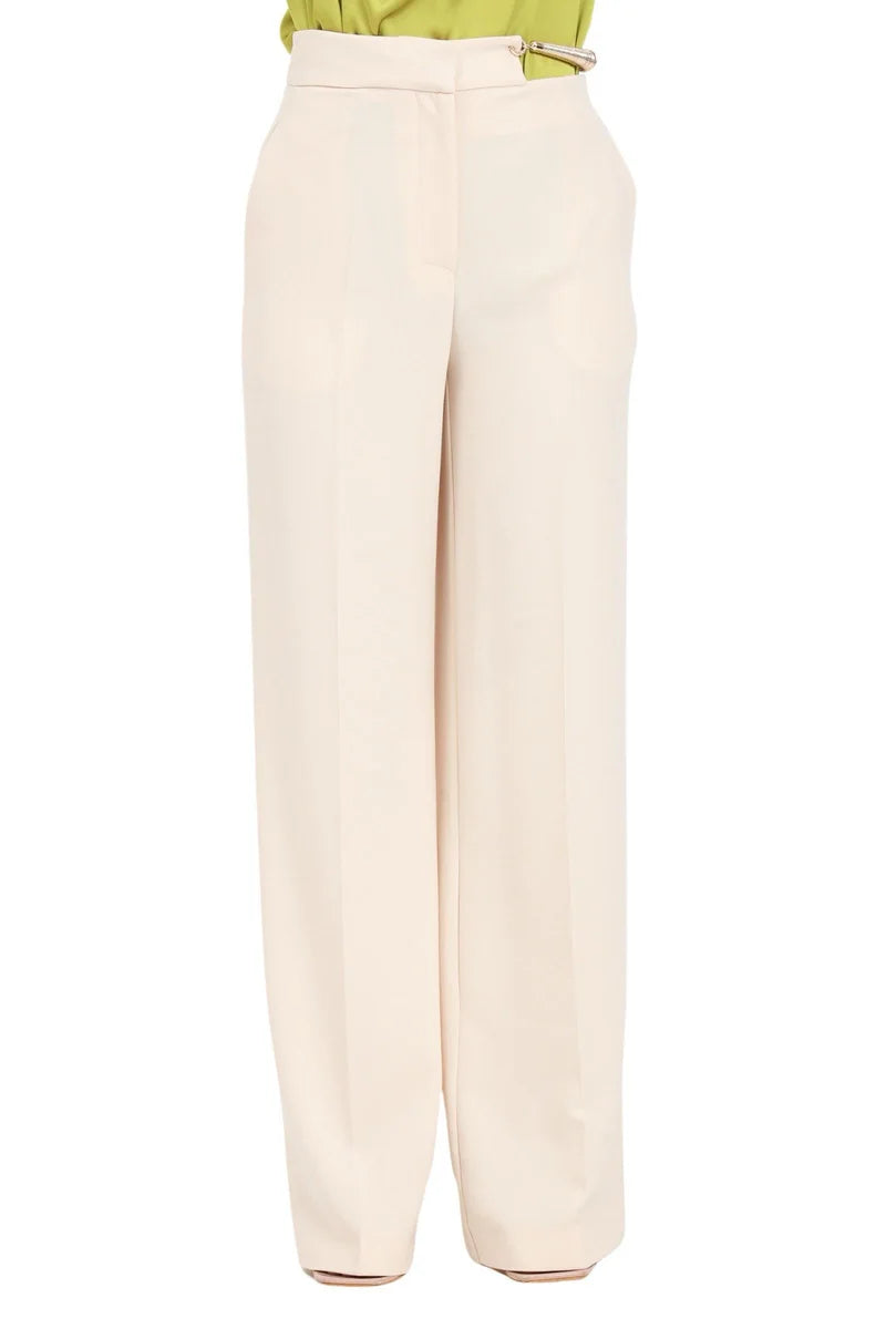 Beige Stretch Trousers with High Waist