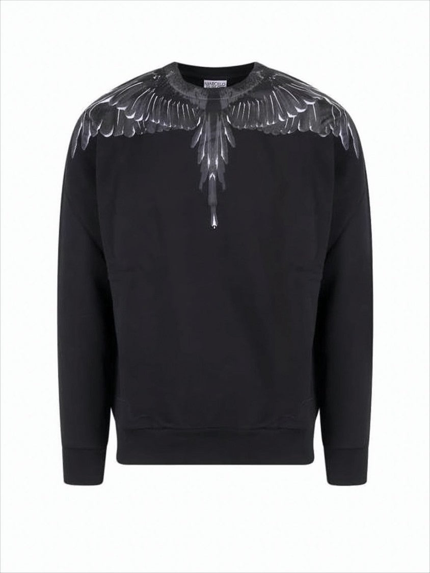 Black Sweatshirt with Intricate Feather Embellishments
