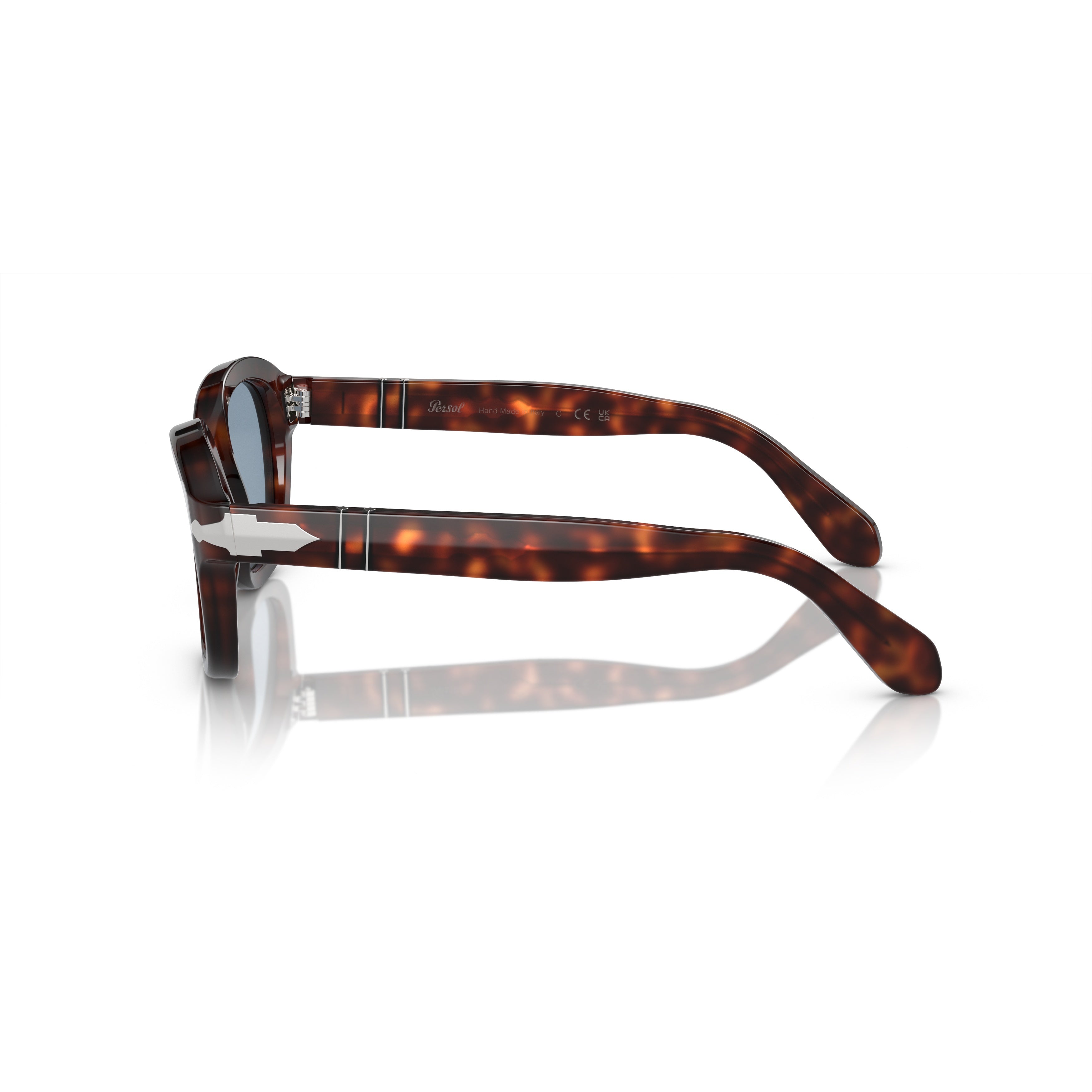 0po0060s Rounded Tortoiseshell Acetate Sunglasses with Silver Arrow Detail